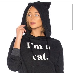 Wildfox I’m a Cat cat ears grey hooded sweatshirt